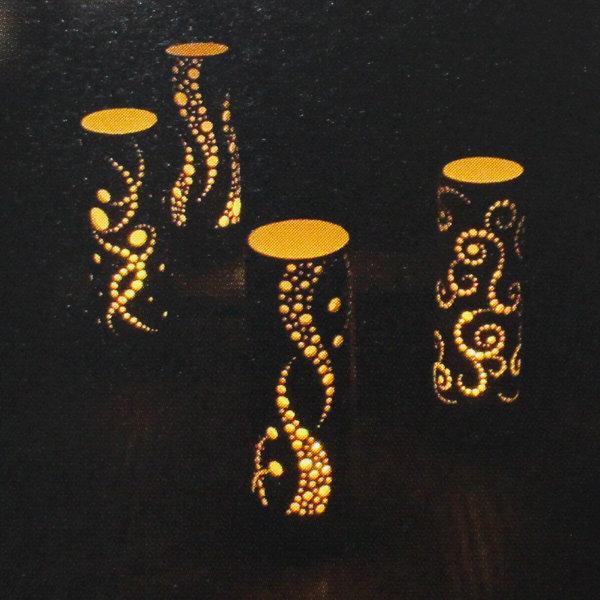 灯篭 竹あかり唐草模様 電池式LED照明 誕生プレゼントや引っ越し祝い