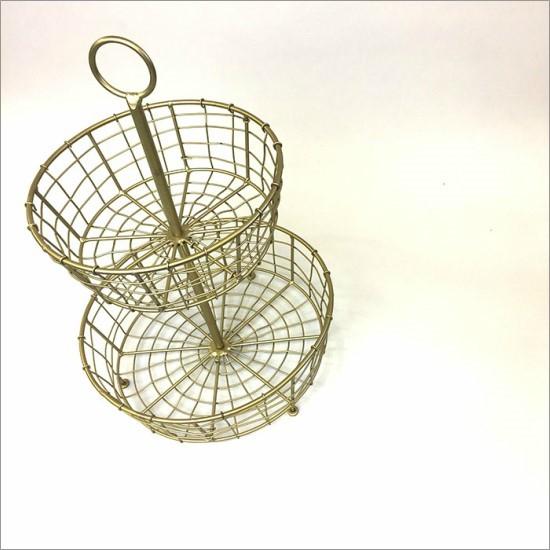 ラウンド2段バスケット 収納 インダストリアル バスケット ラック