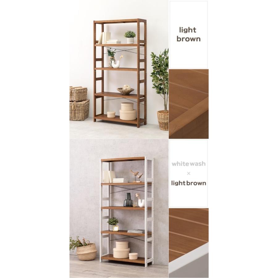 4色から選べる 木製 オープンラック 5段 幅90cm 棚 ウッド 白 ホワイト