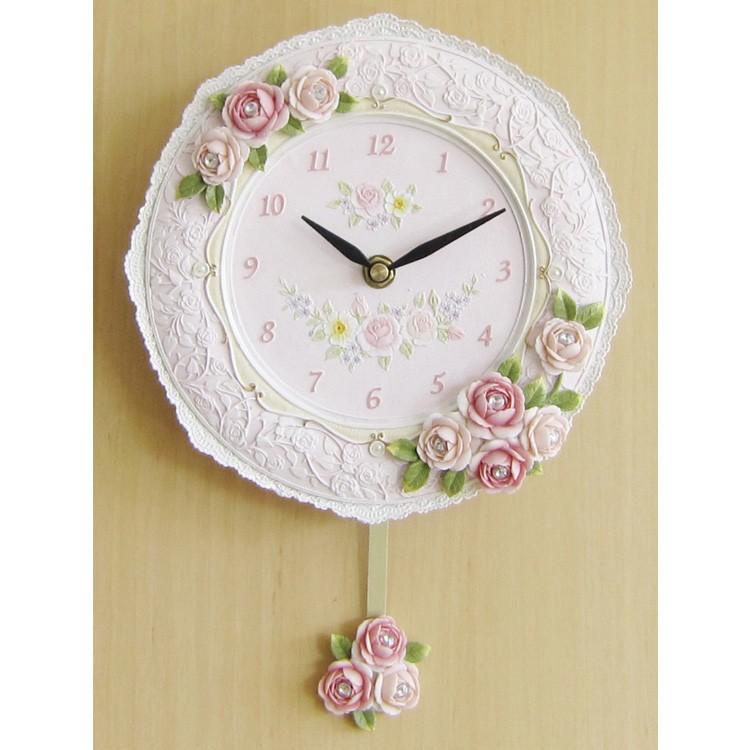 振り子時計 エレガントクロック 掛時計 壁掛け時計 姫系 姫家具 花