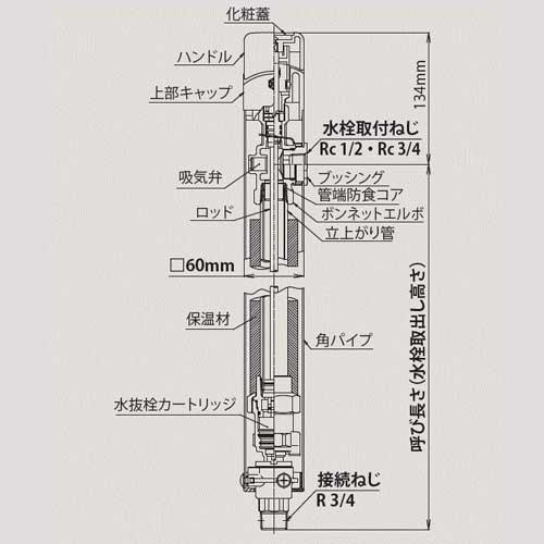 日邦バルブ イマジナ 水抜水栓柱 不凍 水栓柱 CNH-A 13×1.2M アルミ製