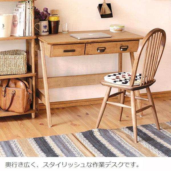 デスク のみ 幅90cm バーチ材 引き出し ナチュラル ブラウン PCデスク