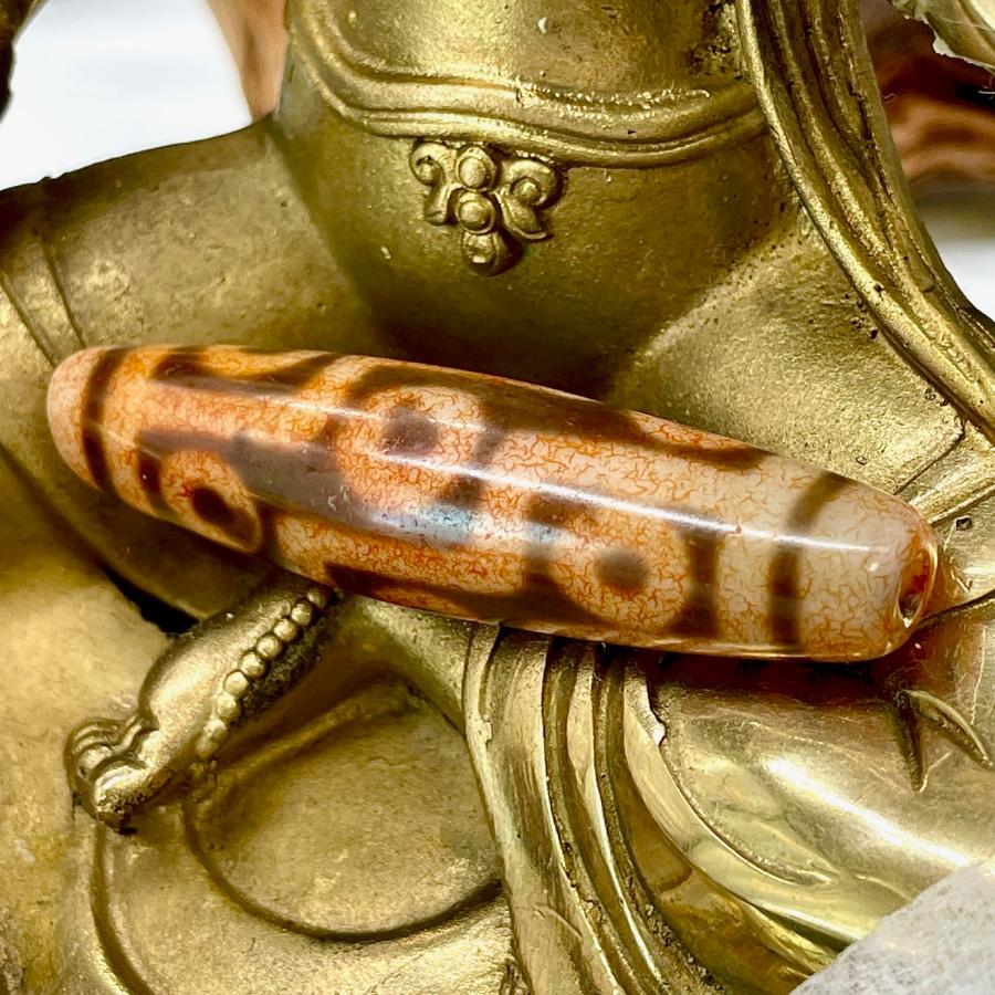 九眼天珠 朱砂 s728 老天珠 古代チベット瑪瑙 ジービーズ 55.2mm