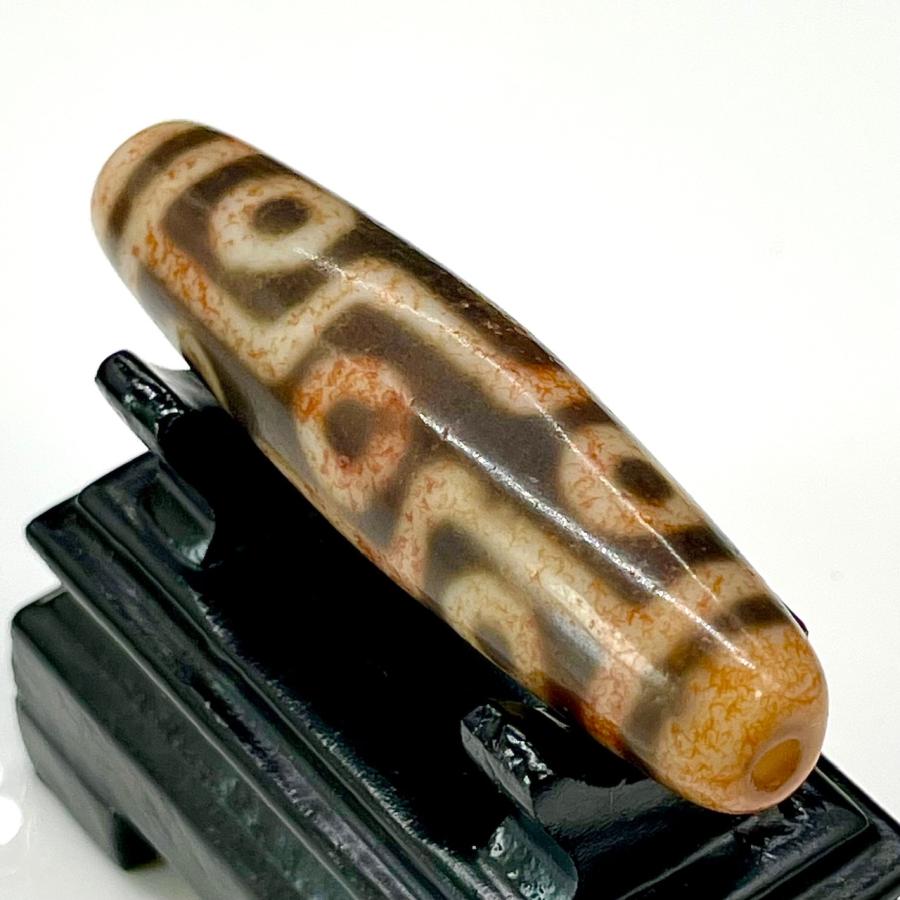 九眼天珠 本物 S730 朱砂 ジービーズ 西蔵天珠 年代物 53.1mm : クロコ