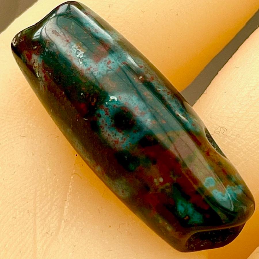 本物 九眼天珠 朱砂 s744 古代チベット護符 天眼石 老天珠 ジービーズ