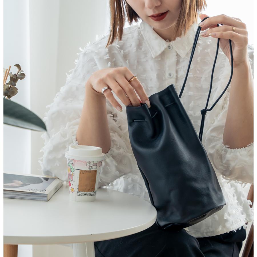 巾着バッグ ハンドバッグ メンズ レディース 本革 レザー 巾着
