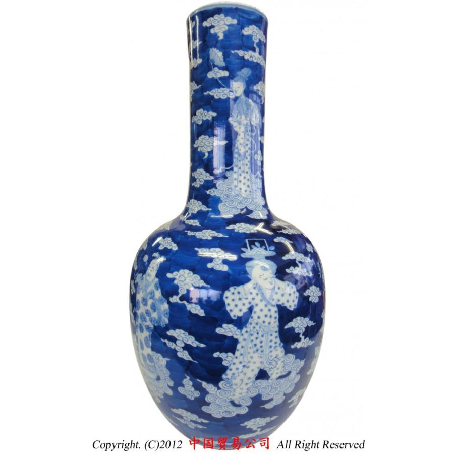 清時代・景徳鎮窯】青磁牡丹唐草紋双耳瓶｜花生・古渡り・伝世品｜中国