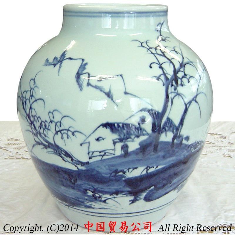 景徳鎮花瓶 作家物 劉影青作 古花山水文瓶 : 中国貿易公司ctc
