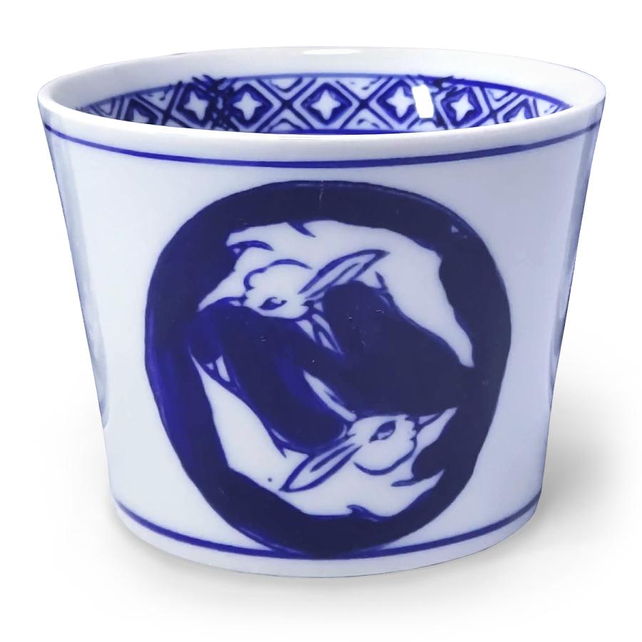 双うさぎ そば猪口 ウサギ柄 単品販売(オリジナル説明書付き 出世運