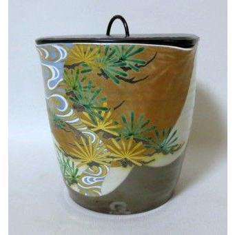 Ｗ３６　水指　『黄瀬戸　棒ノ先』『中村秋峰 造』　共箱　茶道具 茶道具 水指（水差・みずさし） 京焼 色絵 竹ノ絵 水指 中村 秋峰