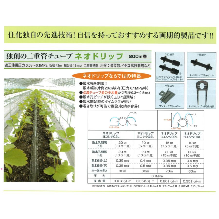 ネオドリップ ヨコシタ 04L 200m 3巻セット 灌水チューブ
