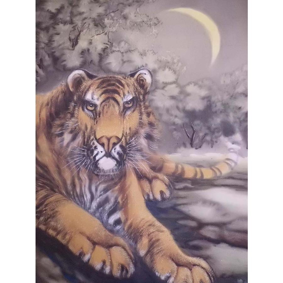 掛け軸 猛虎 堀江玉鳳 美術年鑑掲載作家 肉筆 掛軸 全国送料無料