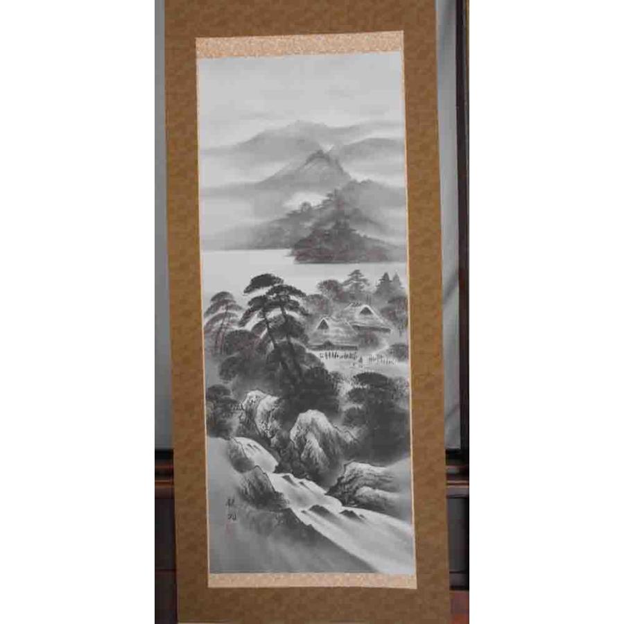 掛軸 水墨山水／小泉鉄洞 美術名典掲載作家 肉筆 掛け軸 全国送料無料
