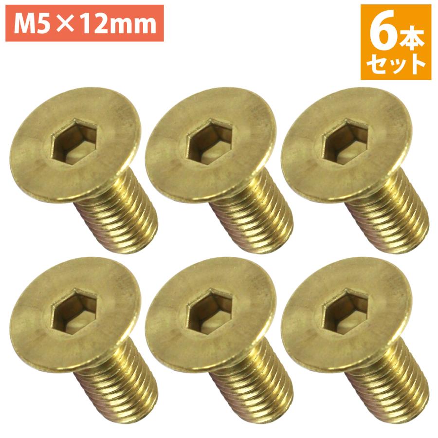送料220円】ステンレス 六角 穴付き 皿 ボルト M5×12mm 6本