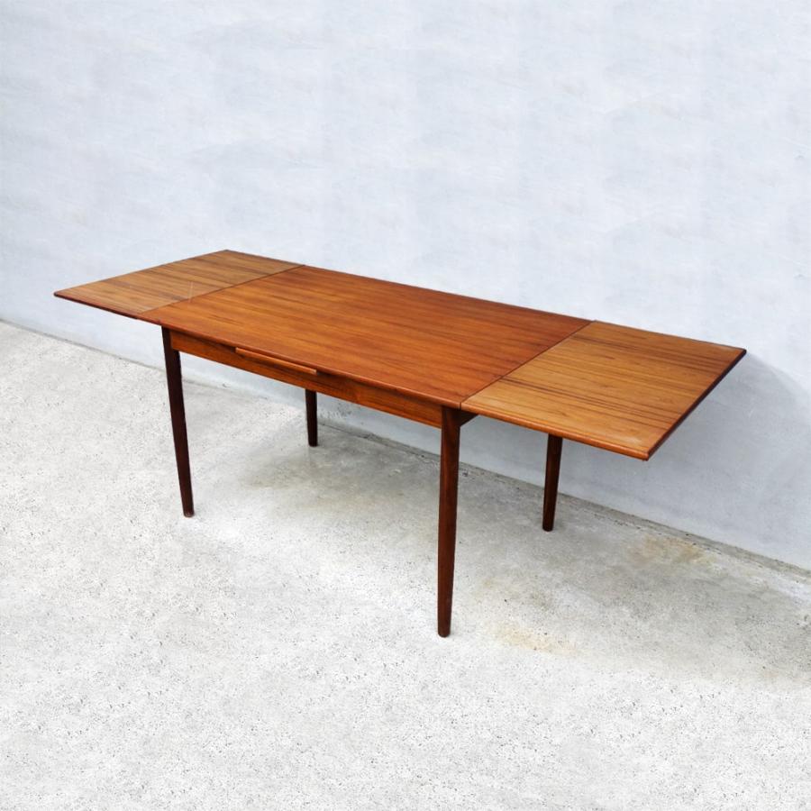 北欧ビンテージ木製ダイニングテーブル幅120cm拡張式エクステンション