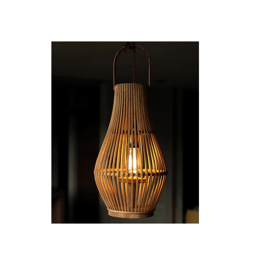 竹製ワイヤー ランタン風シェード ナチュラル 吊り下げ 送料無料