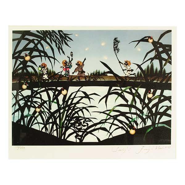 藤城清治 レフグラフ 日本の愛唱歌 6月 ほたるこい 影絵 版画 103/950