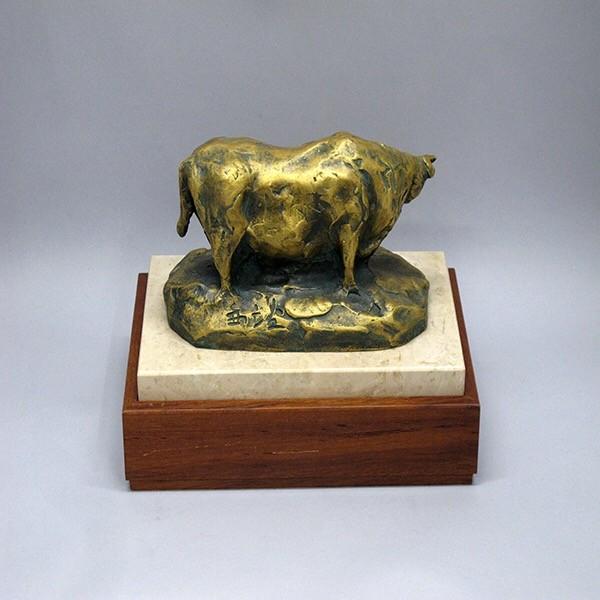 北村 西望 「親子牛」ブロンズ像 : アンティーク慈光 - 通販 - Yahoo
