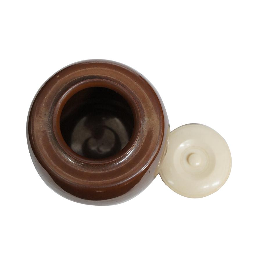 渡辺伸治 大名物 初花写茶入 共箱 仕覆(細丸竜鳥襷) y-380