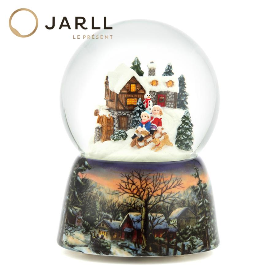 JARLL】スノードーム 子供たち雪あそび 高級 オルゴール（ぜんまい式