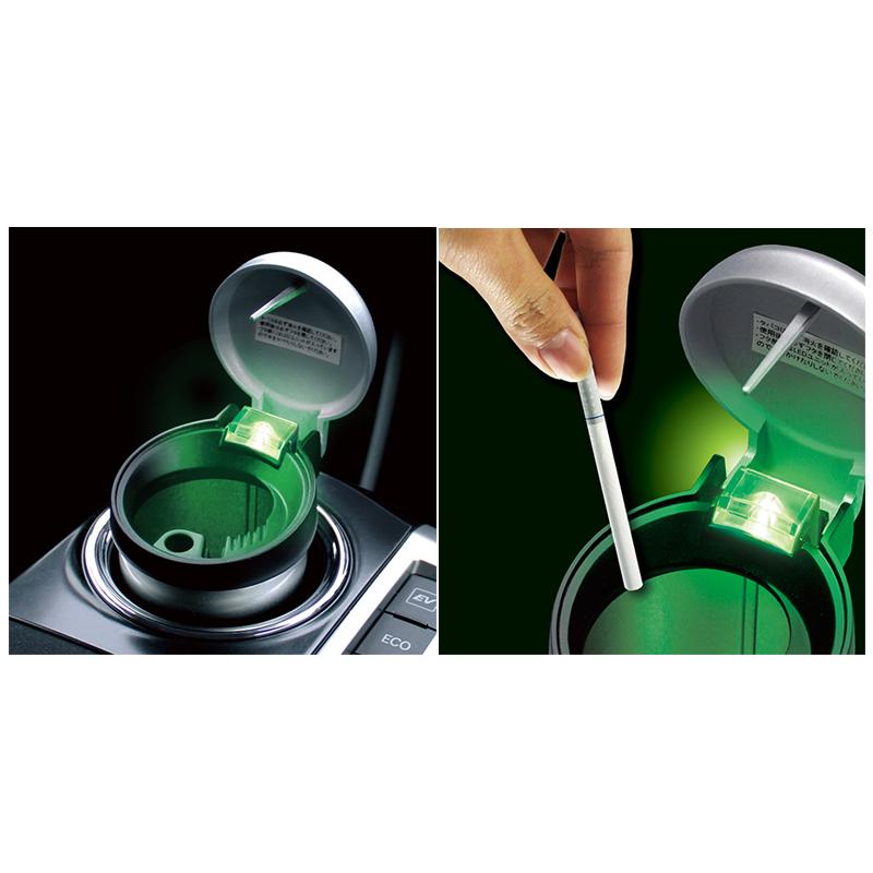 槌屋ヤック PZ-632 YAC 車載用灰皿 光る缶灰皿3 グリーンLED シルバー