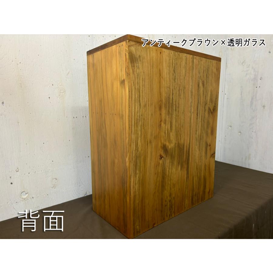 キャビネット アンティークブラウン 透明ガラス 40×20×50cm 壁掛け