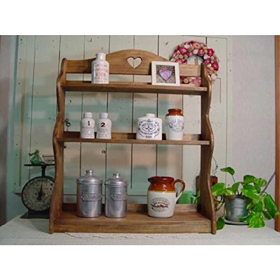 スパイスラック 木製 ひのき カントリーハート 三段ラック 収納棚