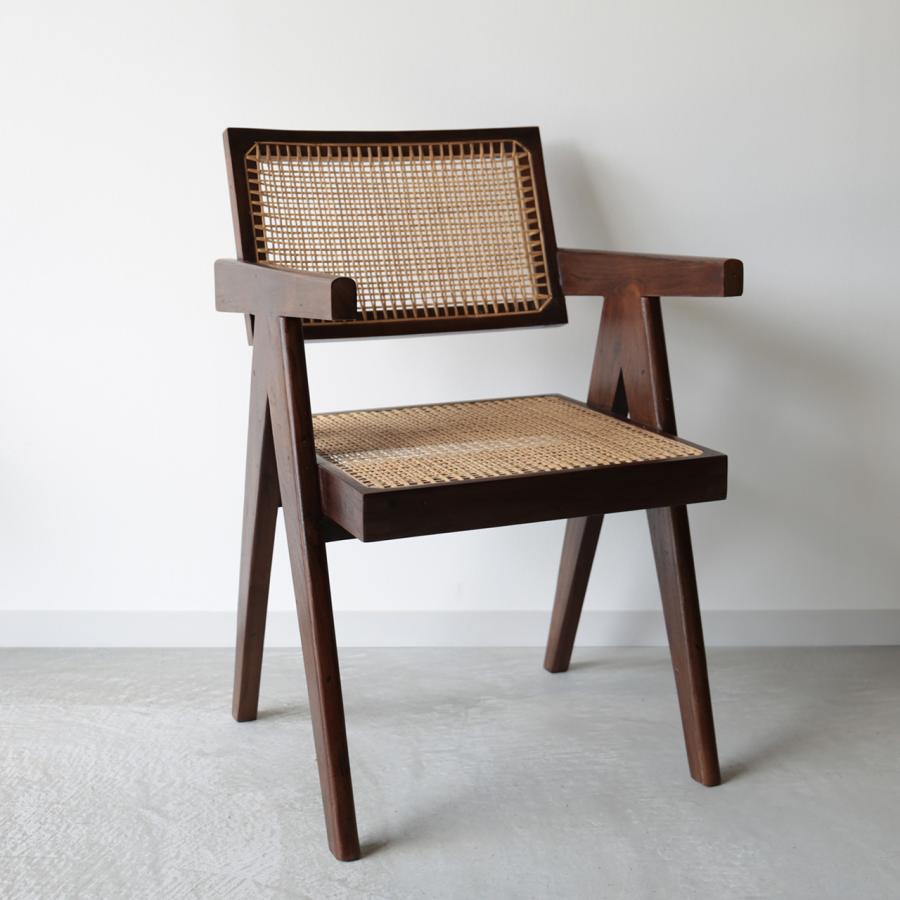 ピエール・ジャンヌレ オフィスチェア ラタン 古材 チーク 椅子