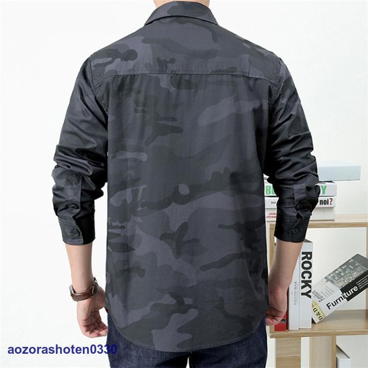 迷彩柄 ミリタリ 長袖シャツ シャツ メンズ トップス お洒落 ポケット