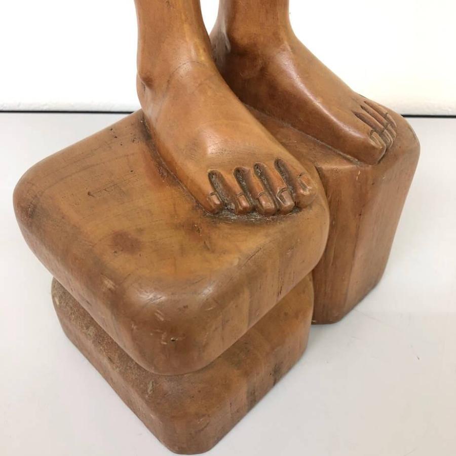 中古】 木彫り 裸婦像 高さ85cm 女性像 オブジェ 木製 彫刻 工芸品