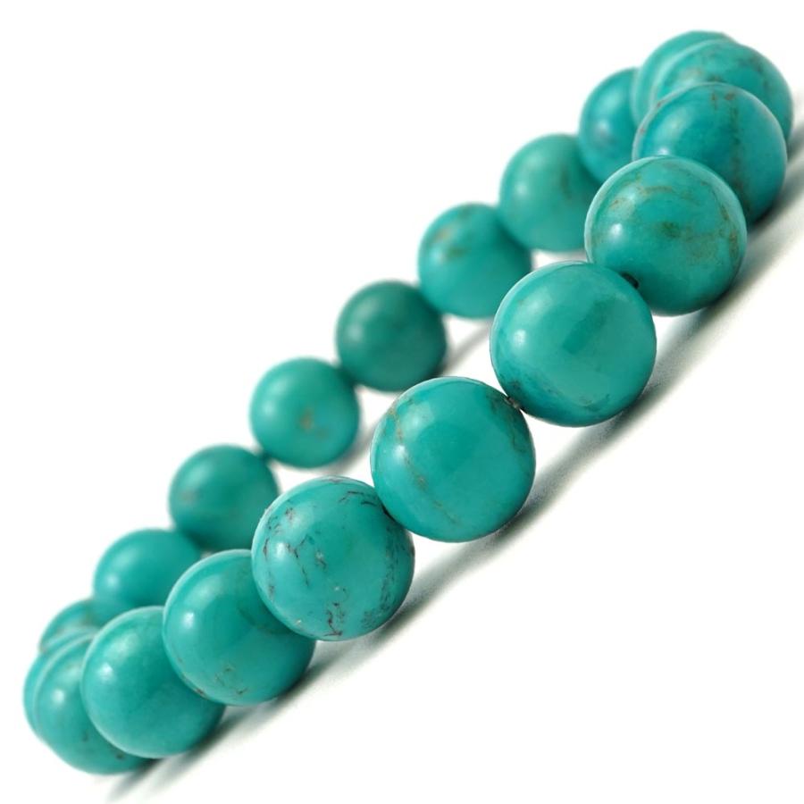 ターコイズ 10mm 丸玉 ブレスレット アクセサリー 内周 約16cm