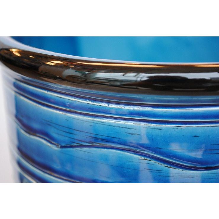 傘立て アンブレラスタンド 筒形 円筒形 陶器 ブルー 青色 花柄