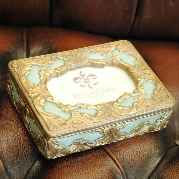 ボックス BOX 宝箱 フォトフレーム付きBOX 小物入れ 雑貨 アンティーク