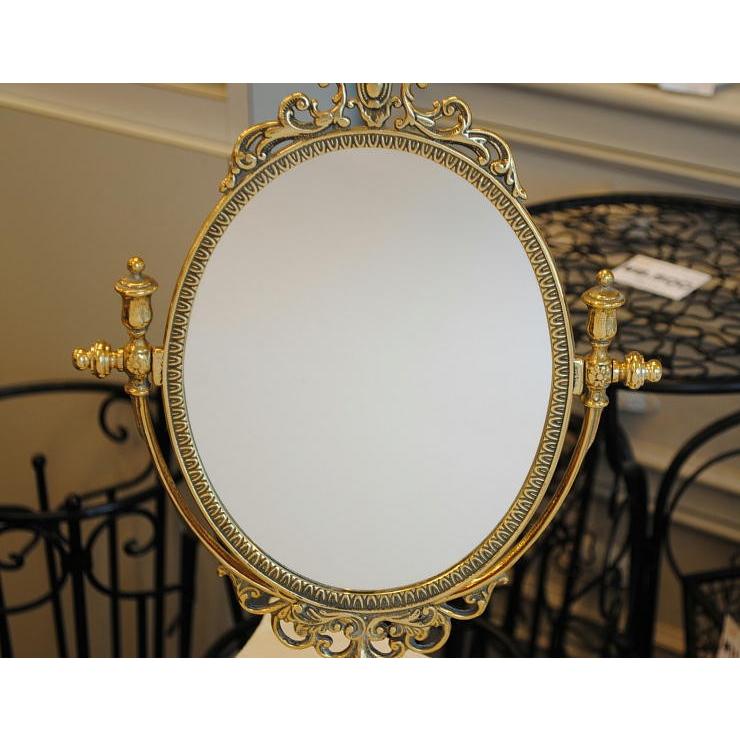 卓上ミラー スタンド 卓上 鏡 ミラー オーバル 真鍮 ブラス イタリア製