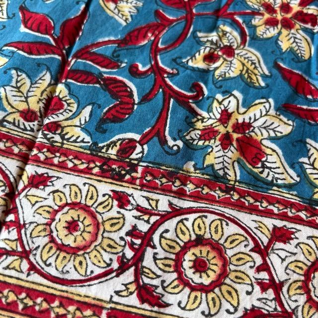 インド ブロックプリントフラワーカーテン TYPE:P-6 105×178cm