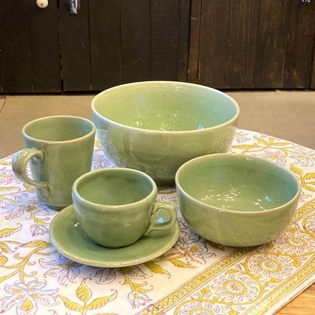 タイ セラドン焼 ボウルL タイ料理 アジアン料理 民芸品 翡翠 大鉢 丼