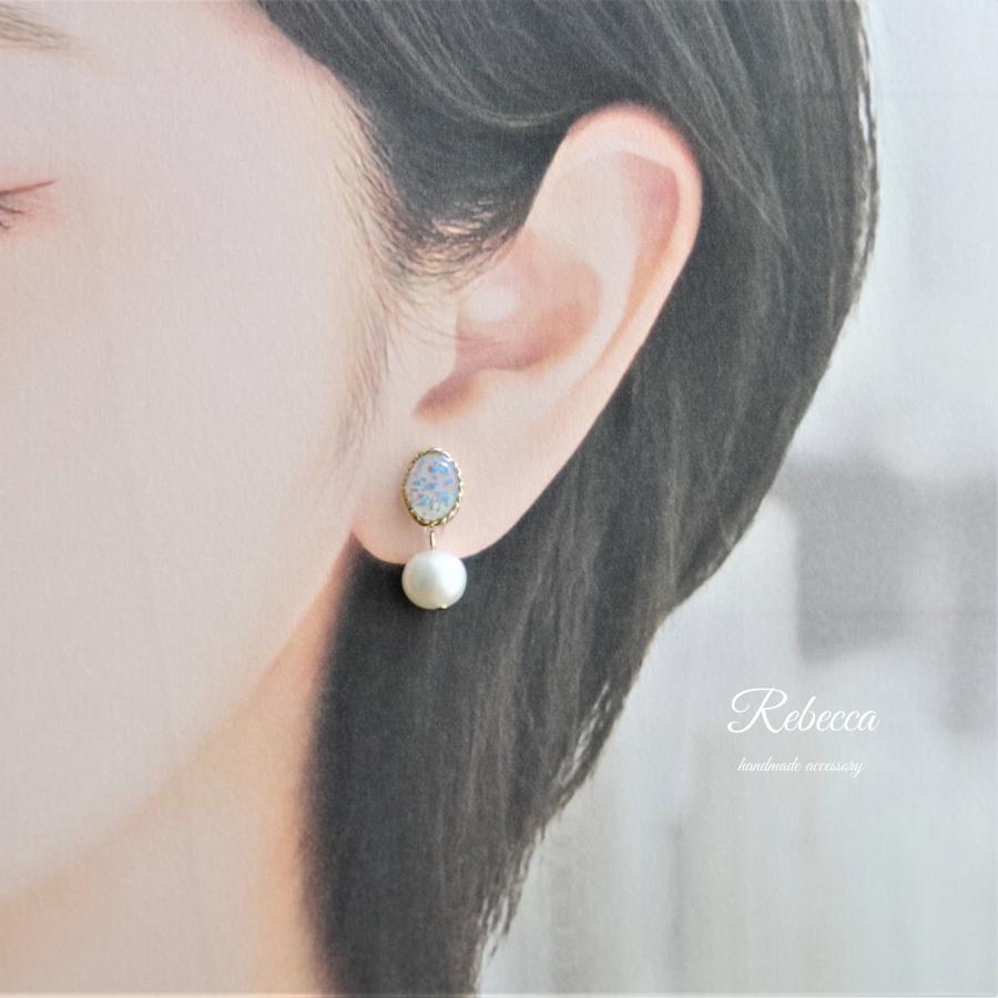 ピアス 日本製 樹脂 サージカルステンレス 軽い 揺れる 京都オパール