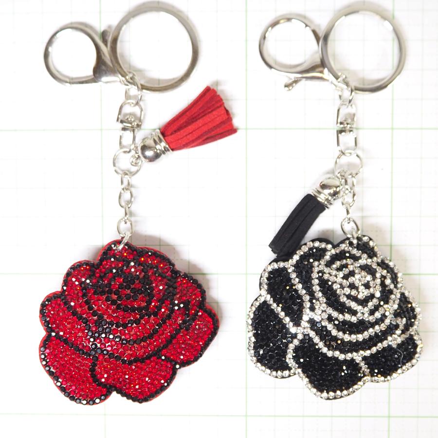 バックチャーム キーホルダー ストラップ 薔薇 バラ ローズ 丸み有り