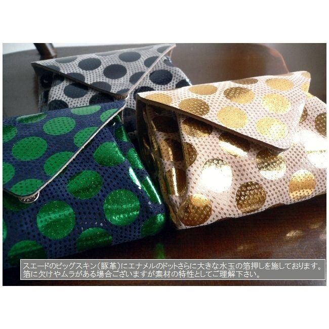 Carmine（カーマイン） 水玉ドット 箔押し レザー ミニウォレット 折り