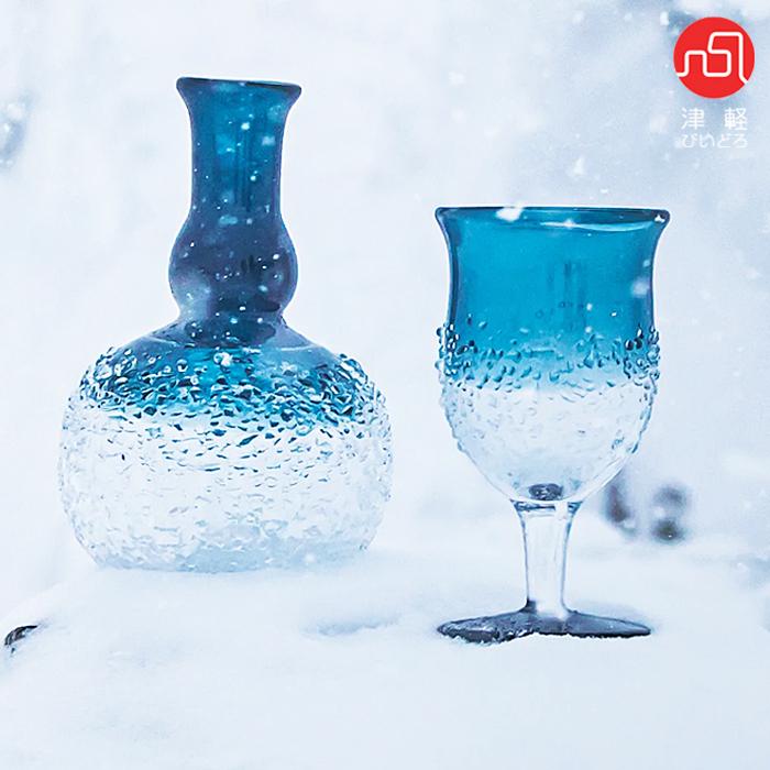 津軽びいどろ グラス 復刻 八甲田ザラメ雪 台付きグラス 170ml 日本製