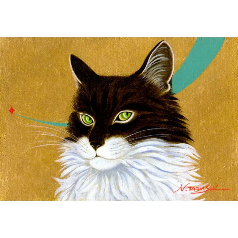 高橋伸子 バットニャン 猫 絵画 油絵 一点物 インテリア プレゼント