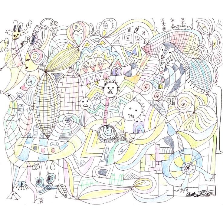 抽象画 絵画 ミクストメディア 秋永清二 「アフリカの夢」 額付き