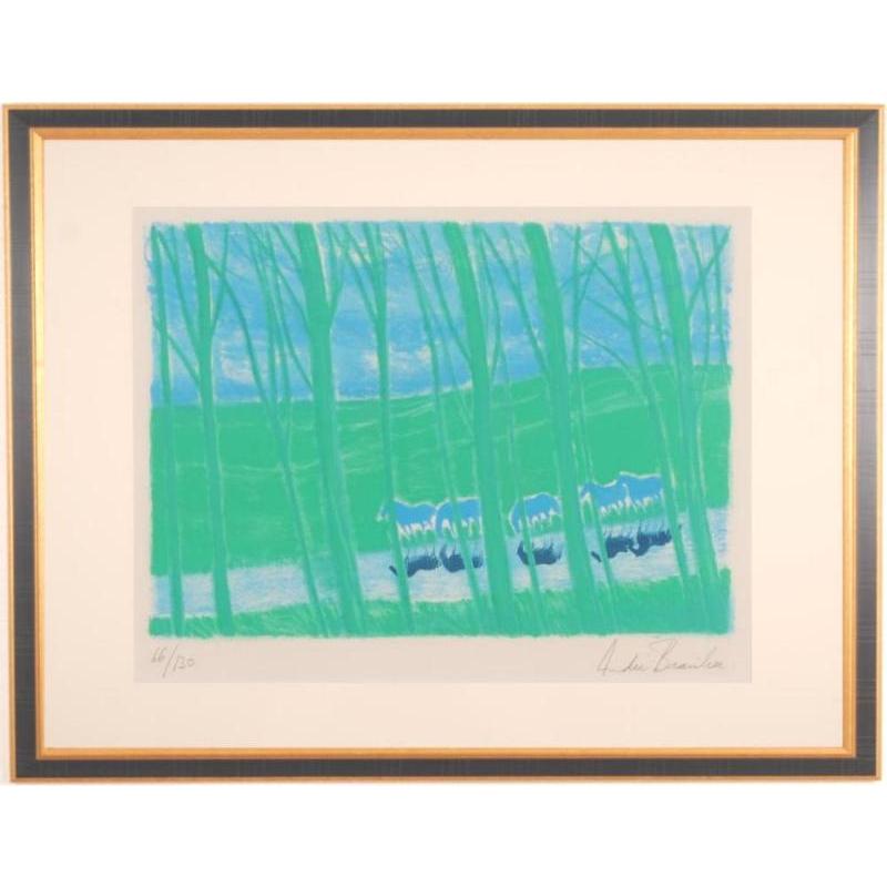 アンドレ・ブラジリエ 水辺の馬の群れ 馬 絵画 リトグラフ 版画