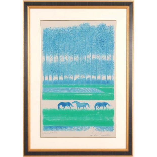 馬 絵画 風景画 リトグラフ 版画 アンドレ・ブラジリエ 「ヴェクサン