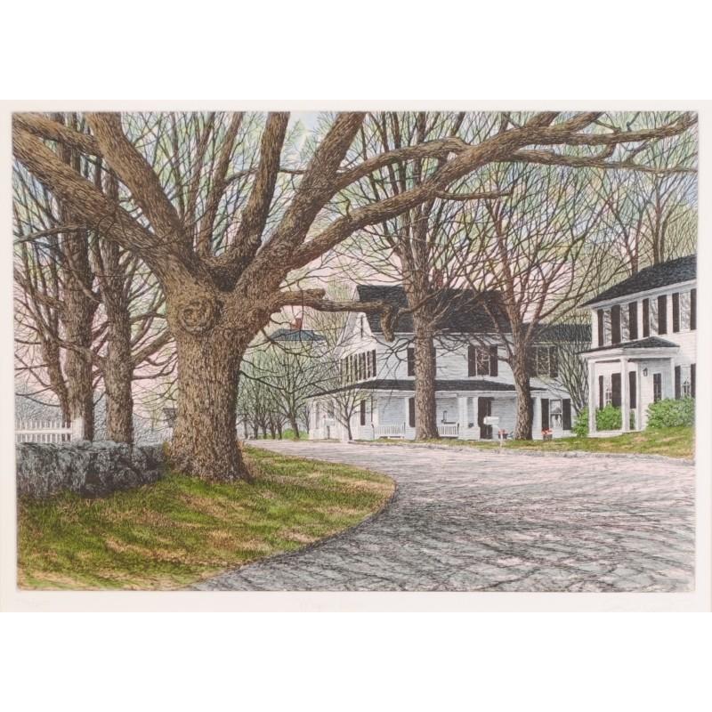 風景画 絵画 楓 絵 銅版画 エッチング 手彩色 キャロル・コレット