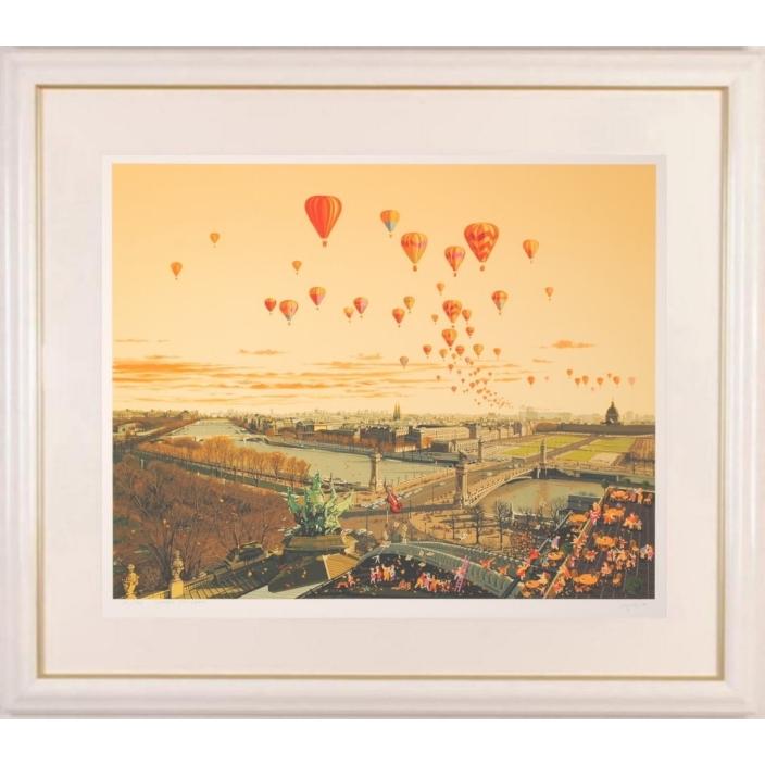 ヒロ・ヤマガタ サンセット パリ 絵画 フランス 風景画 シルク