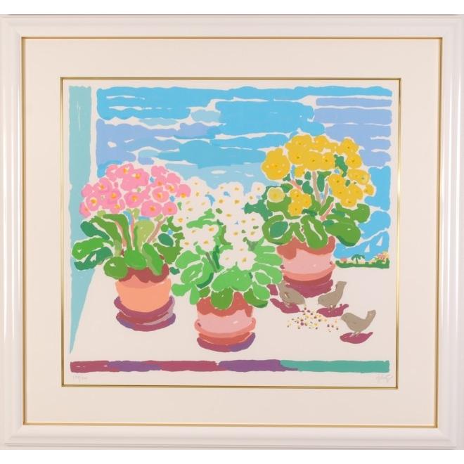 花 絵画 ポップアート シルクスクリーン 版画 ジョン・ボッツ 「花と
