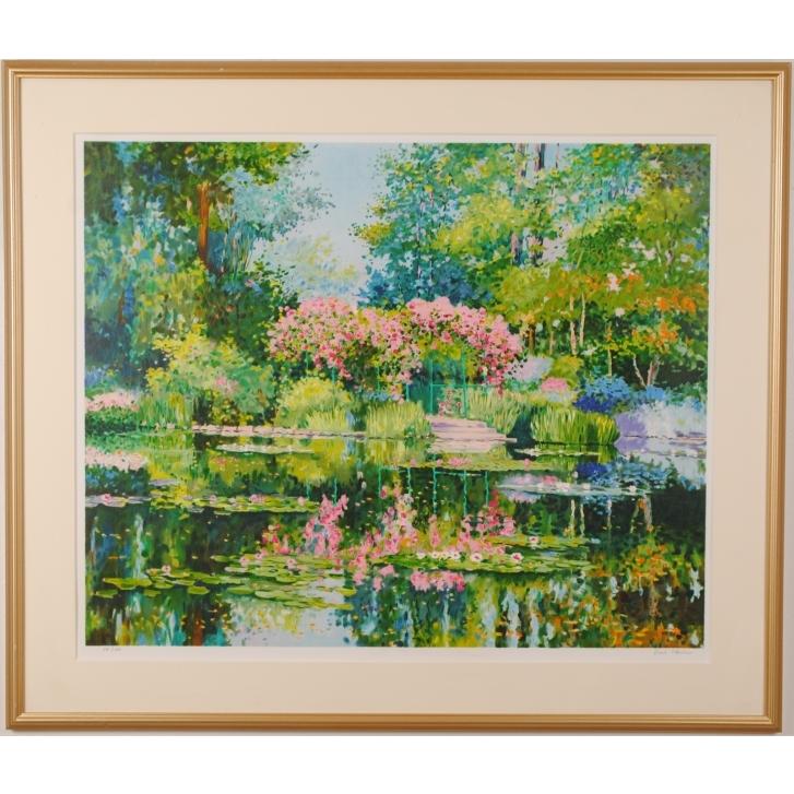 睡蓮 絵画 クロード・モネの庭 風景画 リトグラフ 版画 クロード