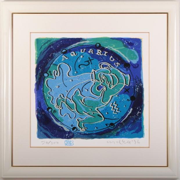 ポップアート 絵画 マイケル・ルー 「星座シリーズ・水瓶座」 シルク