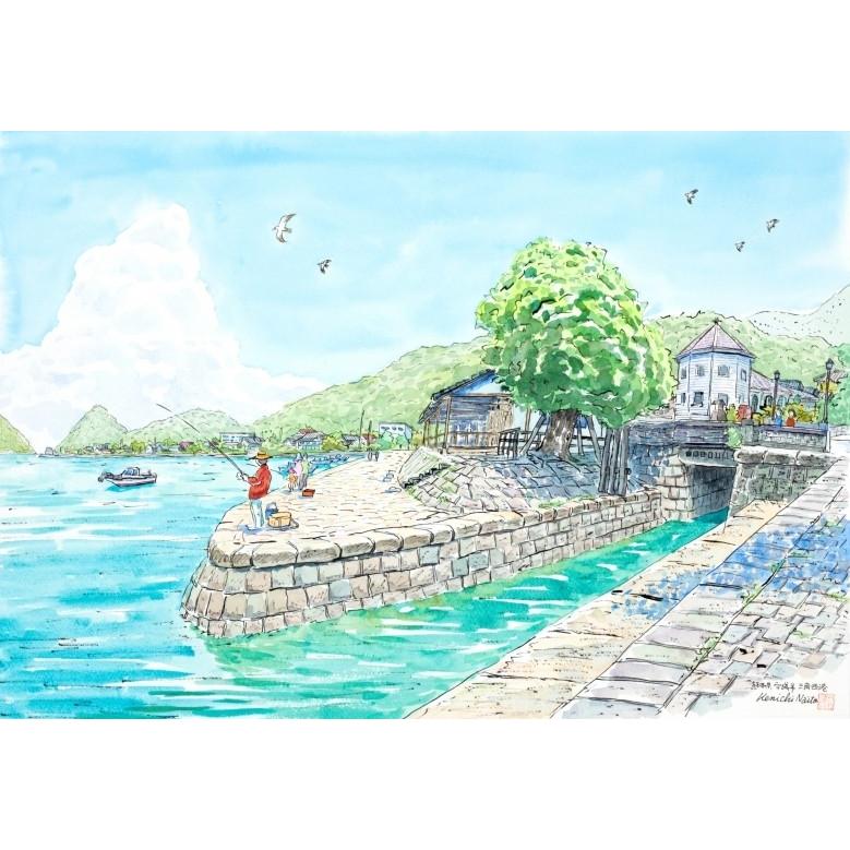 海 絵画 風景画 版画 ジークレー 内藤謙一 「熊本・三角西港・G」 額